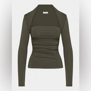 Aritzia Contour Flourish Longsleeve Top in Dark Olive